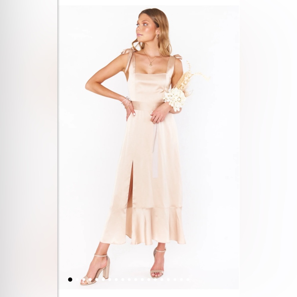 Show Me Your MuMu Claire MIDI Dress Champagne Luxe Satin